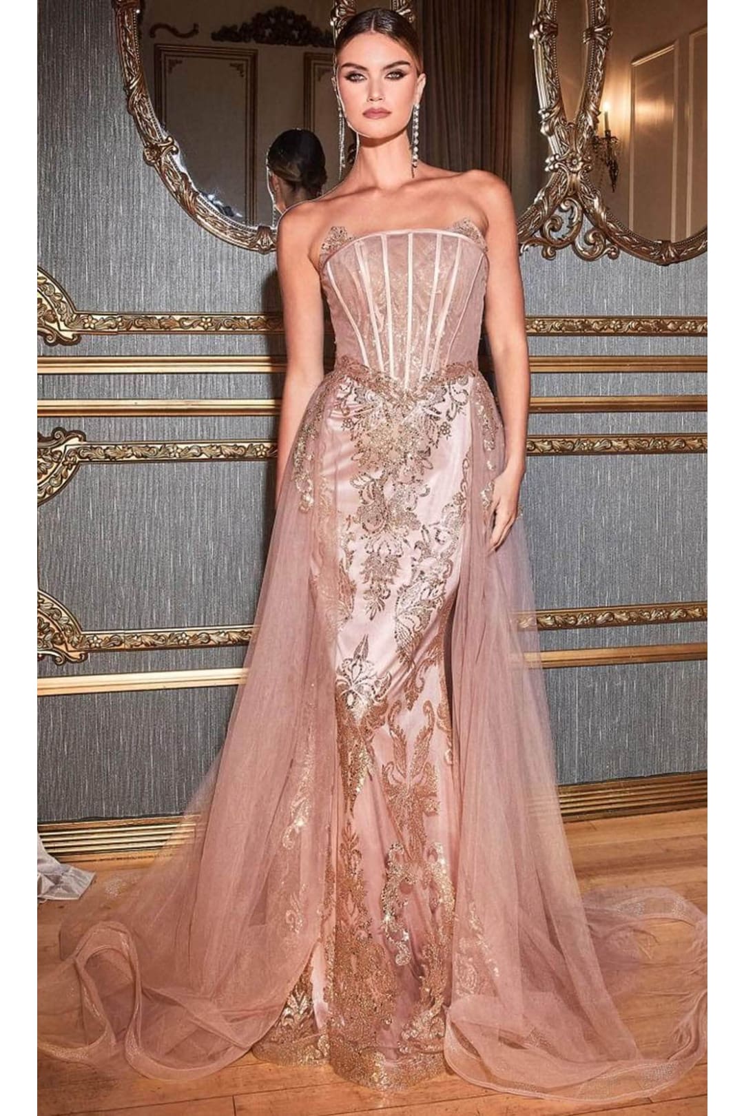 Ladivine J858 - Glitter Embroidered Sheath Dress - Prom