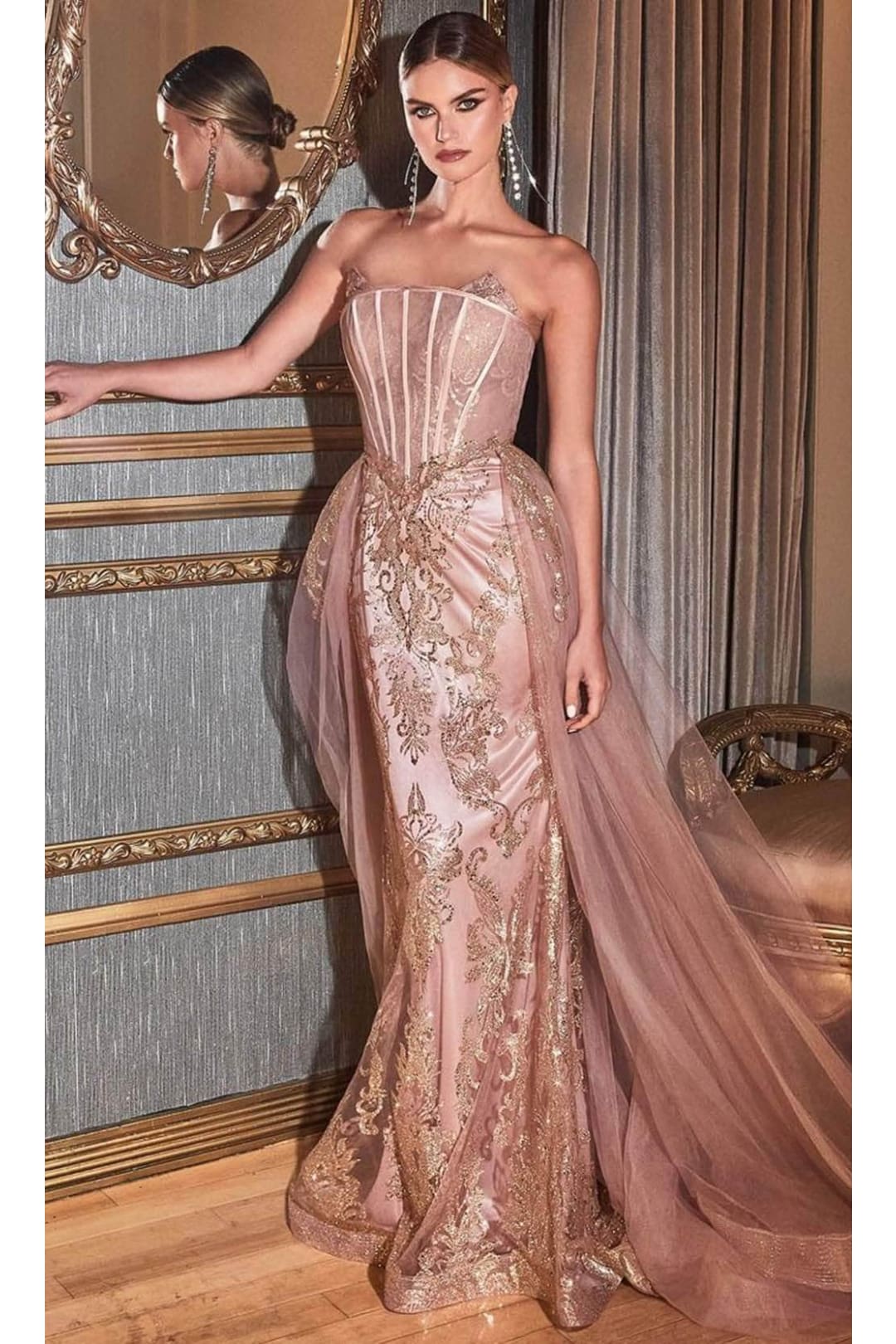Ladivine J858 - Glitter Embroidered Sheath Dress - Prom