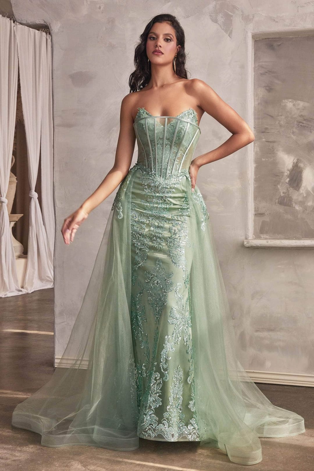 Ladivine J858 - Glitter Embroidered Sheath Dress - Prom