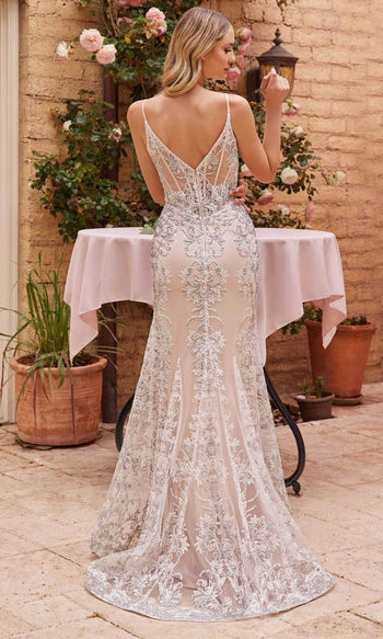 Ladivine J859W - Sleeveless Embroidered Bridal Gown - Prom
