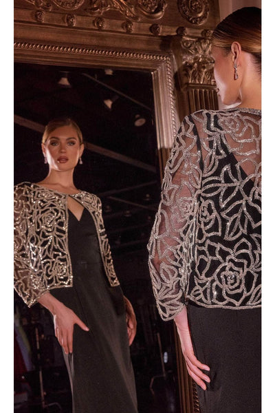 Ladivine J881 - V-Neck Sheath Evening Dress