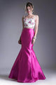 Ladivine KC1737 - Floral Two-Piece Mermaid Gown Charm - Prom