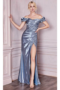 Ladivine KV1056 - Off-Shoulder Satin Prom Formal Gown - Prom