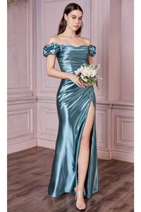 Ladivine KV1056 - Off-Shoulder Satin Prom Formal Gown - Prom