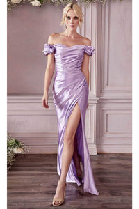 Ladivine KV1056 - Off-Shoulder Satin Prom Formal Gown - Prom