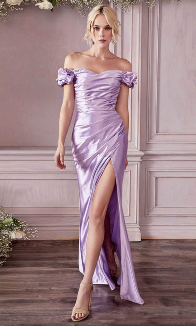 Ladivine KV1056 - Off-Shoulder Satin Prom Formal Gown - Prom