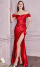 Ladivine KV1056 - Off-Shoulder Satin Prom Formal Gown - Prom