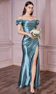 Ladivine KV1056 - Off-Shoulder Satin Prom Formal Gown - Prom
