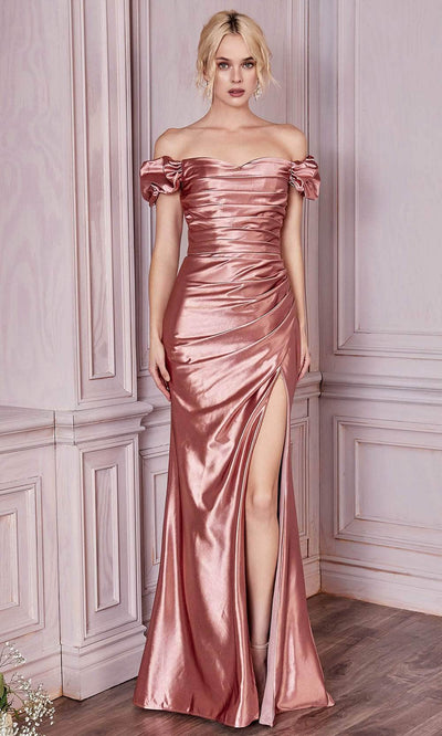 Ladivine KV1056 - Off-Shoulder Satin Prom Formal Gown - Prom