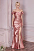 Ladivine KV1056C - Off-Shoulder Satin Formal Evening Gown - Prom