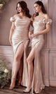 Ladivine KV1056C - Off-Shoulder Satin Formal Evening Gown - Prom