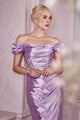 Ladivine KV1056C - Off-Shoulder Satin Formal Evening Gown - Prom