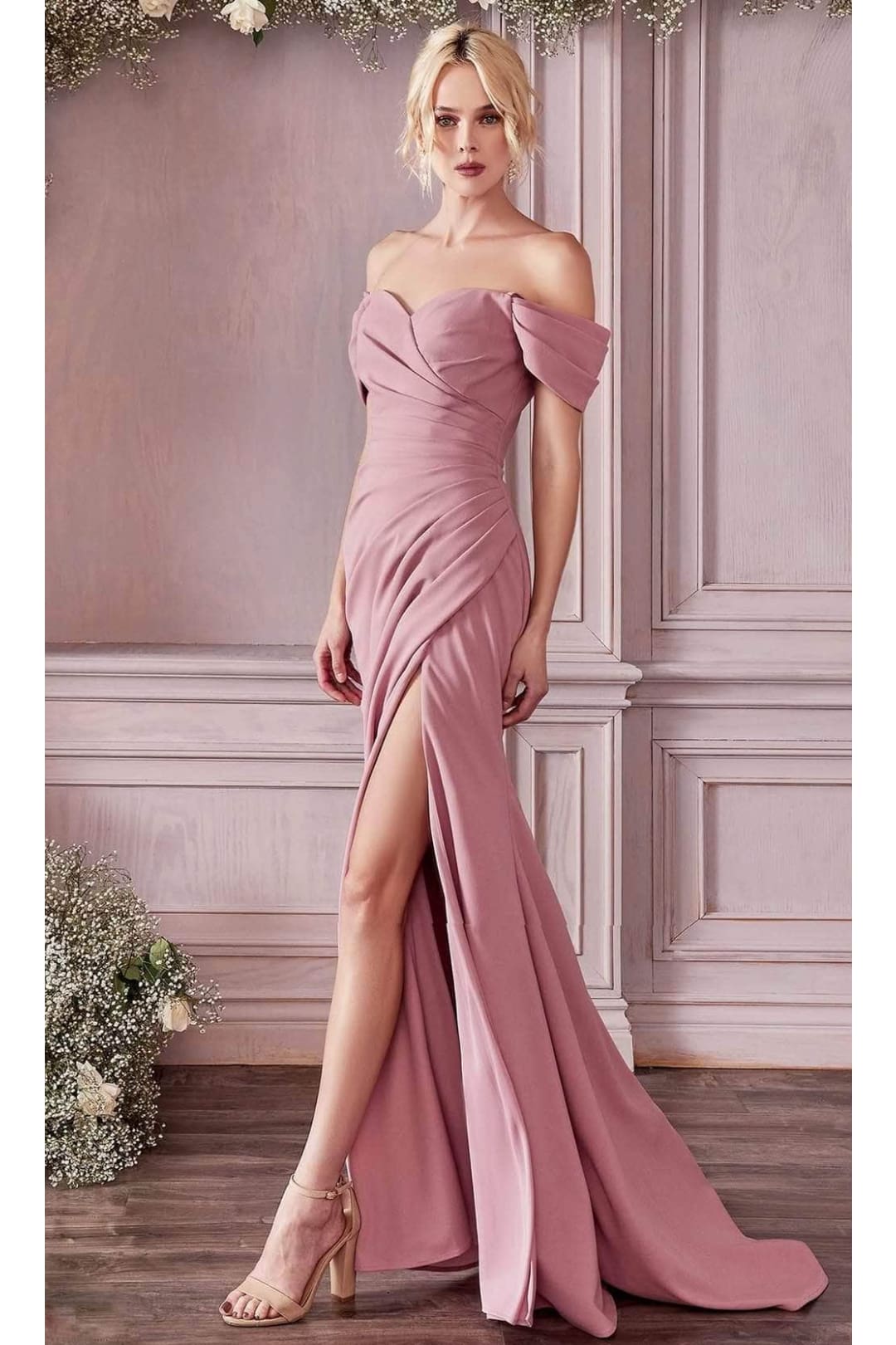Ladivine KV1057 Off-Shoulder Crepe Prom Dress - Prom