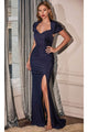 Ladivine KV1061 - Cap Sleeve Shawl Evening Dress - Prom