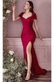 Ladivine KV1061 - Cap Sleeve Shawl Evening Dress - Prom
