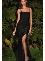 Black Christmas & Holiday Dress in Satin by Ladivine KV1063