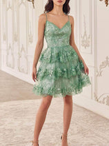 Ladivine KV1090 - Tiered A-Line Cocktail Dress