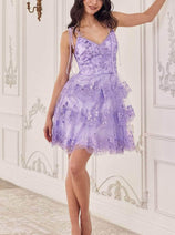 Ladivine KV1090 - Tiered A-Line Cocktail Dress