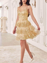 Ladivine KV1090 - Tiered A-Line Cocktail Dress