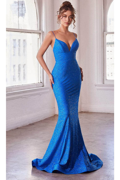 Ladivine KV1094 Deep V-Neck Mermaid Dress - Prom