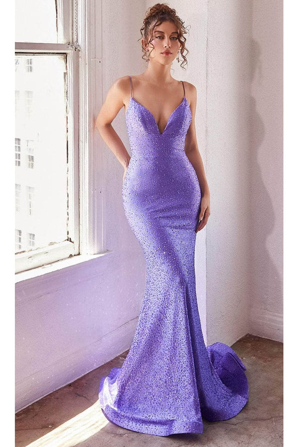 Ladivine KV1094 Deep V-Neck Mermaid Dress - Prom