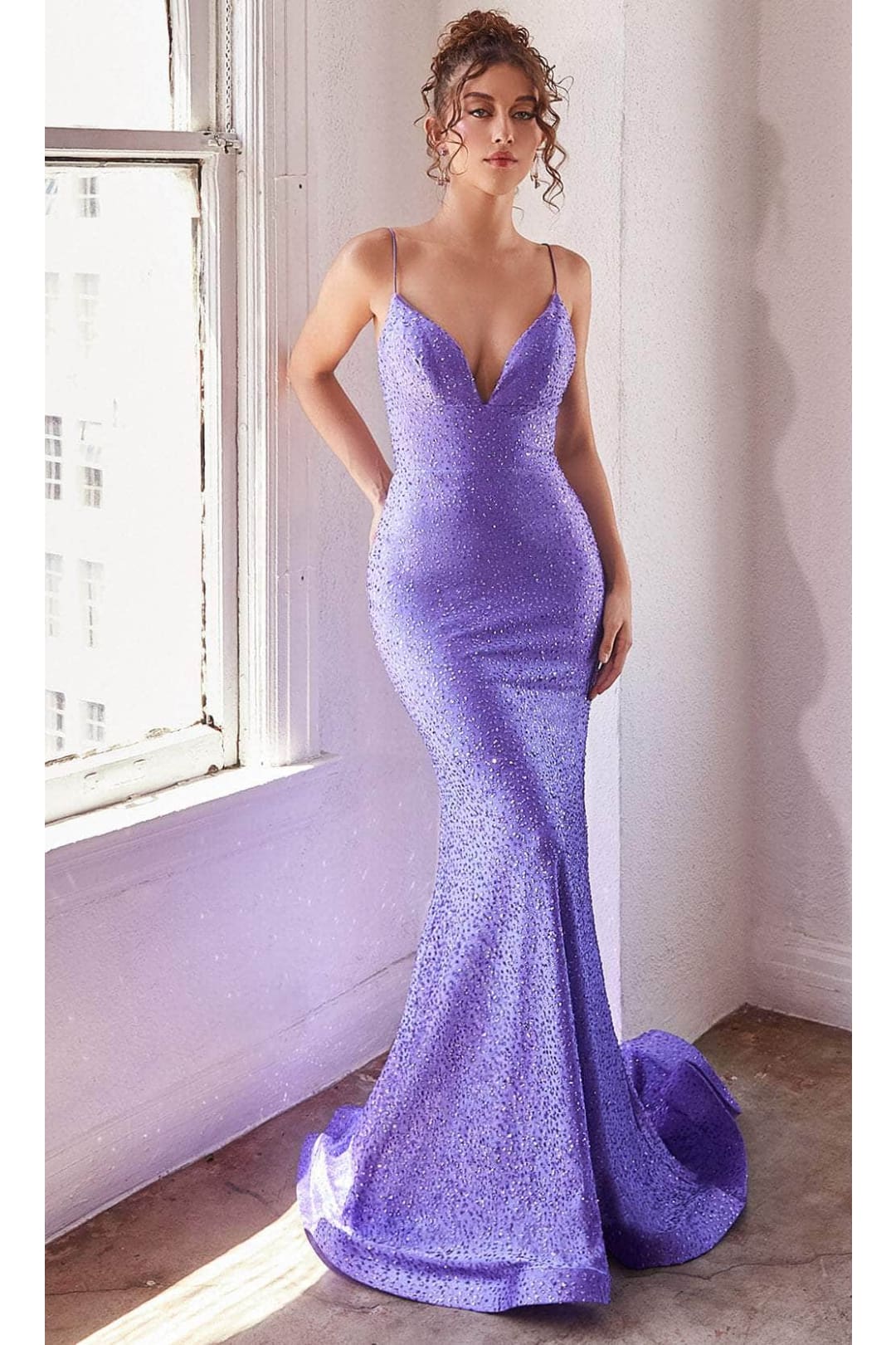 Ladivine KV1094 Deep V-Neck Mermaid Dress - Prom