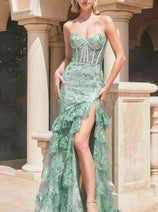 Ladivine by Cinderella Divine Dresses - Ladivine KV1095 Ruffled Sweetheart Trumpet Gown