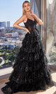 Ladivine KV1108 - Embroidered Tiered A-Line Prom Gown - Prom