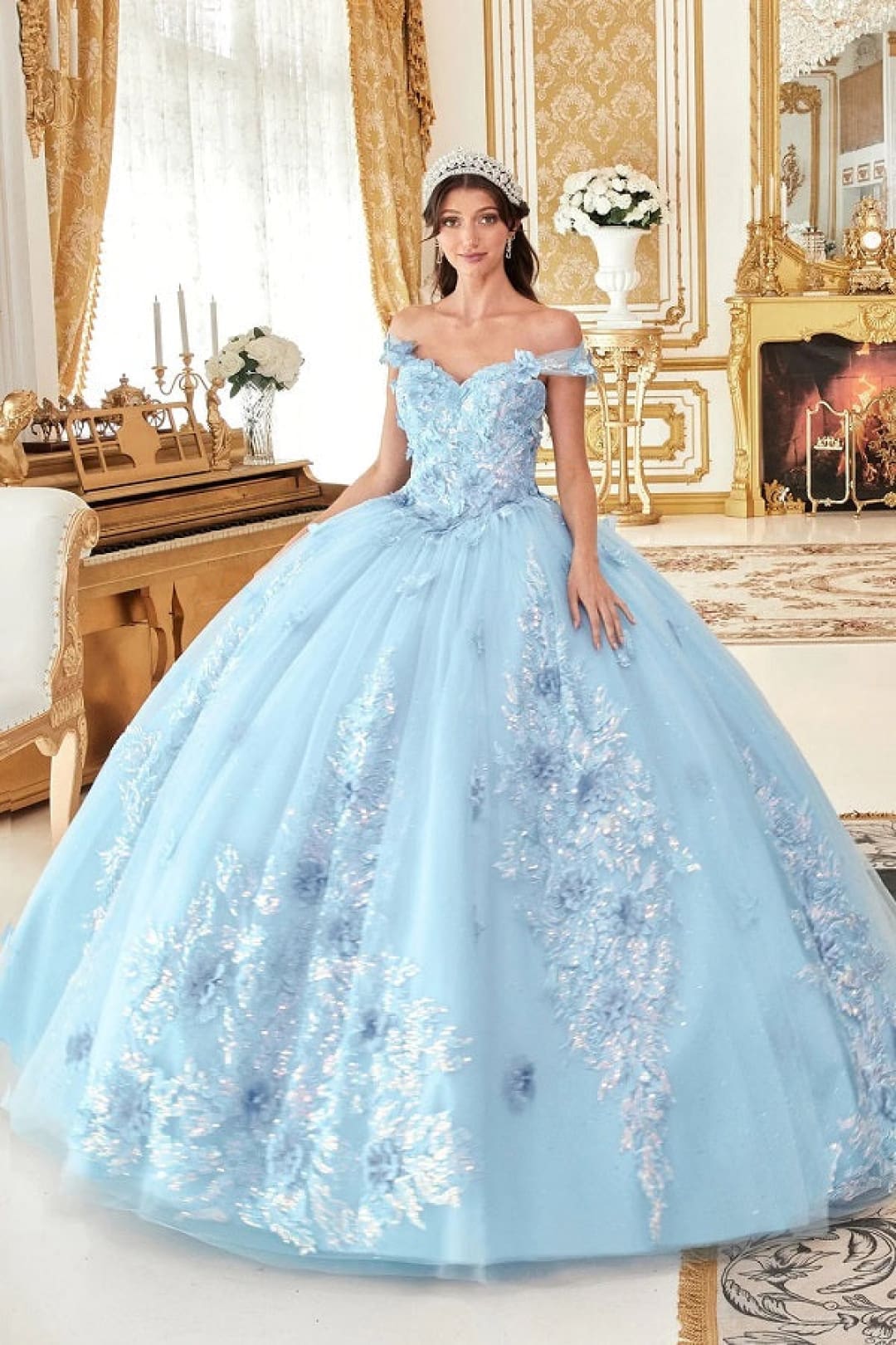 Ladivine Light Blue Quinceanera Dress Ball Gown Sweet 16 by 15713 - Lt Blue / XS - Quinceanera Dresses