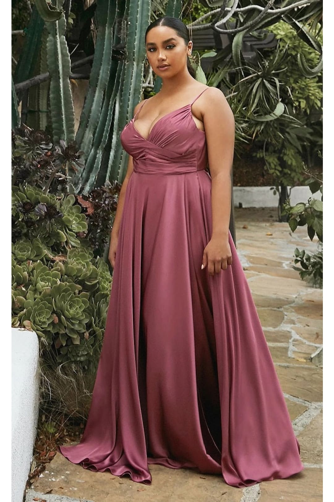 Ladivine Mauve Rose Plus Size Prom Dress Long Formal Evening Gown 7485C - Mauve Rose / 2 - Prom
