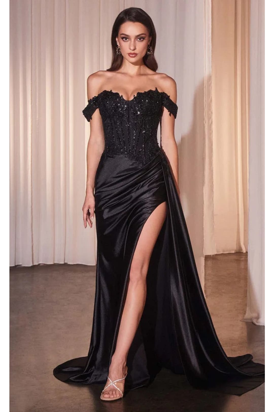 Ladivine Mother of the Bride Dress Long Evening Formal Gown Black CD803