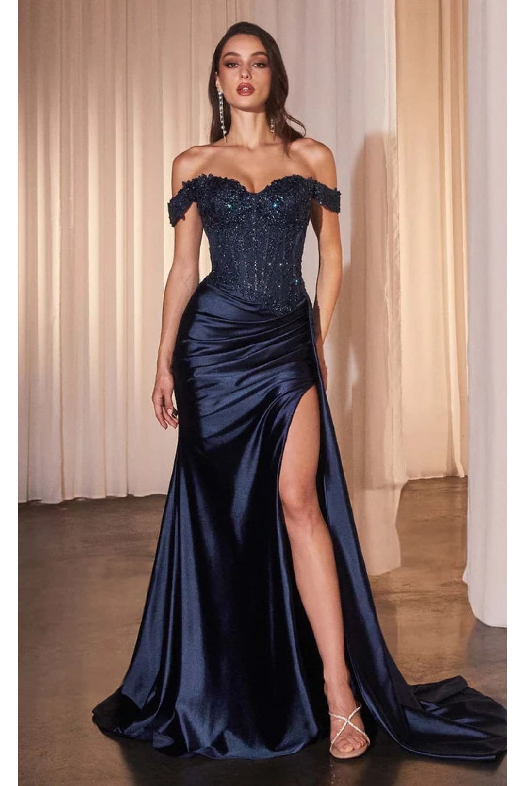 Ladivine Mother of the Bride Dress Long Evening Formal Gown Navy CD803