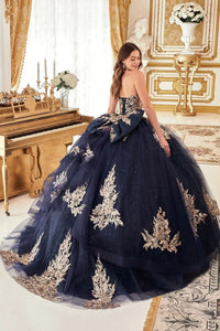 Ladivine Navy Gold Quinceanera Dress Ball Gown Sweet 16 by 15715 - Quinceanera Dresses