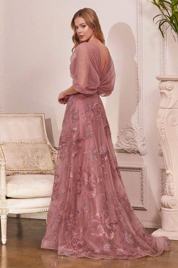 Ladivine OC008 - Strapless Floral Applique Dress - Prom