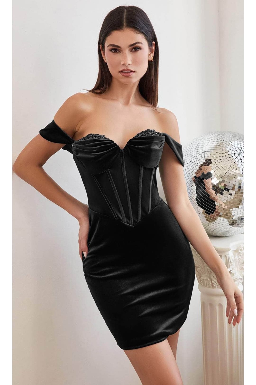 Ladivine OC017 - Velvet Cocktail Evening Dress - Prom