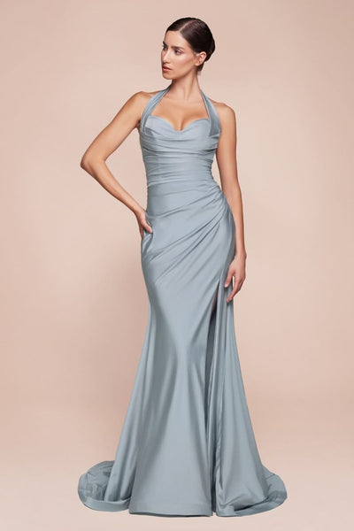 Ladivine Plus Size Dress Simple Strecth Bridesmaid Evening Gown CD796C - Dusty-Blue / 18 - Prom