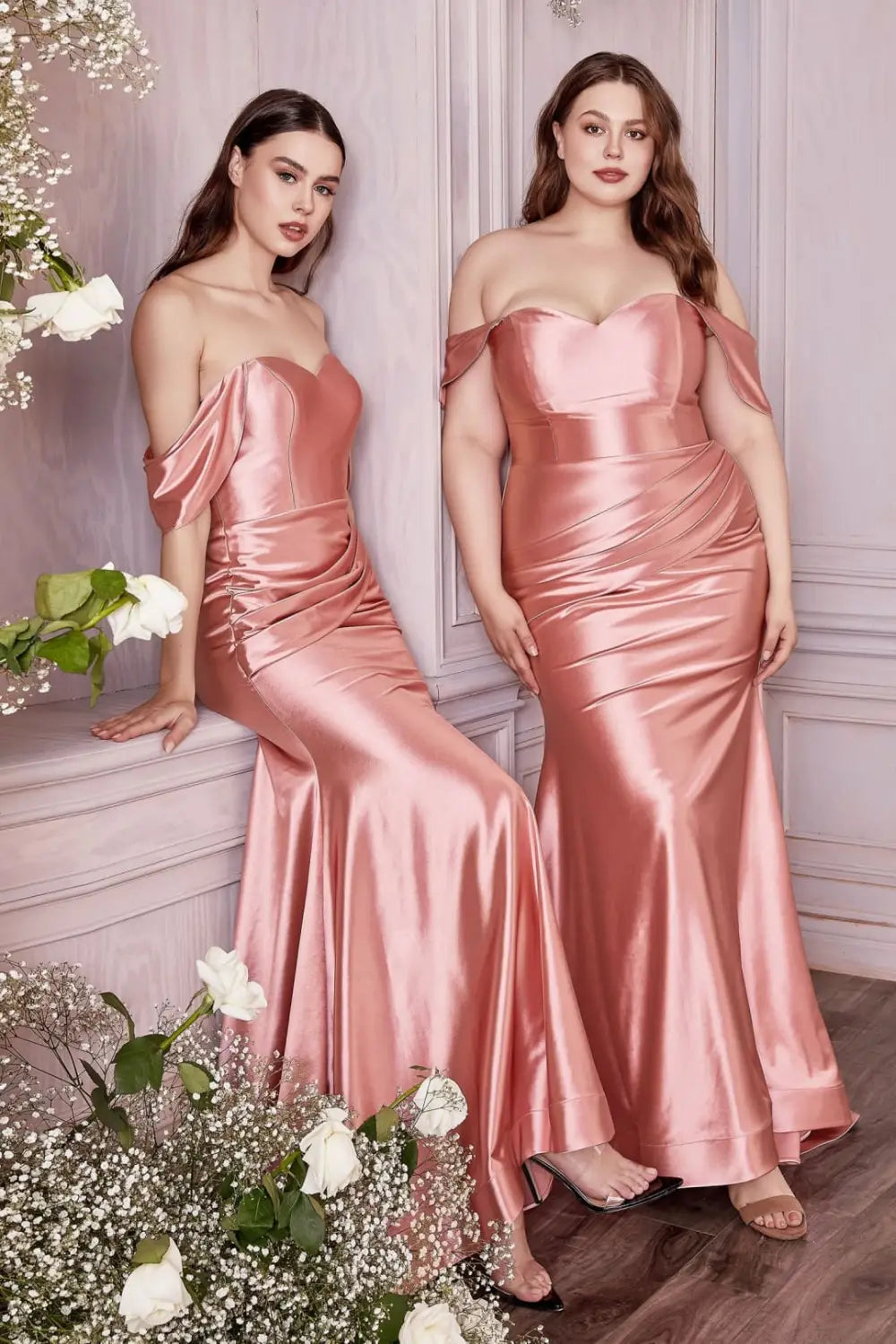 Ladivine Plus Size Prom Dress Metallic Long Formal Evening Gown CH163C - Dusty Rose / 3X - Prom