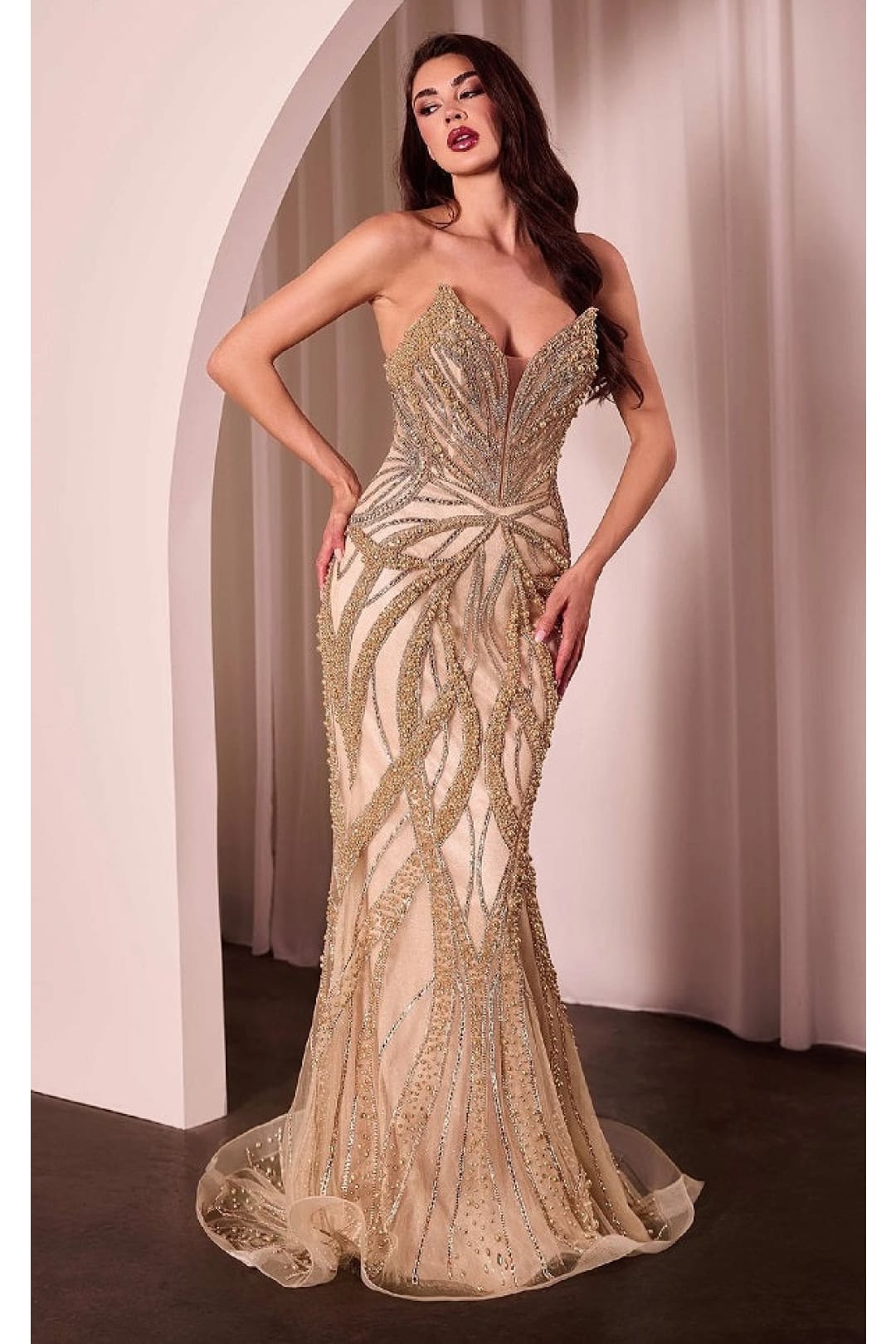 Ladivine Prom Dress Long Formal Evening Gown CC0688 - Gold / 2 - Prom