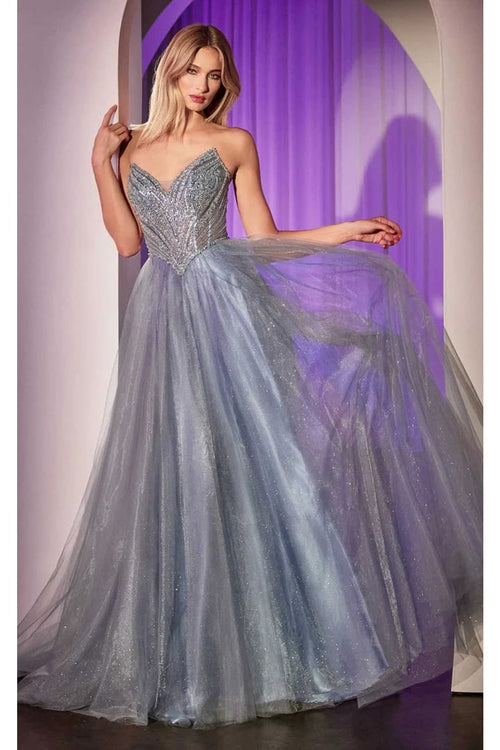 Ladivine Strapless Prom Dress Long Glitter Formal Evening Gown CC415