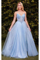 Ladivine Prom Dress Long Formal Evening Gown CC415 - Lt Blue / 2 - Prom