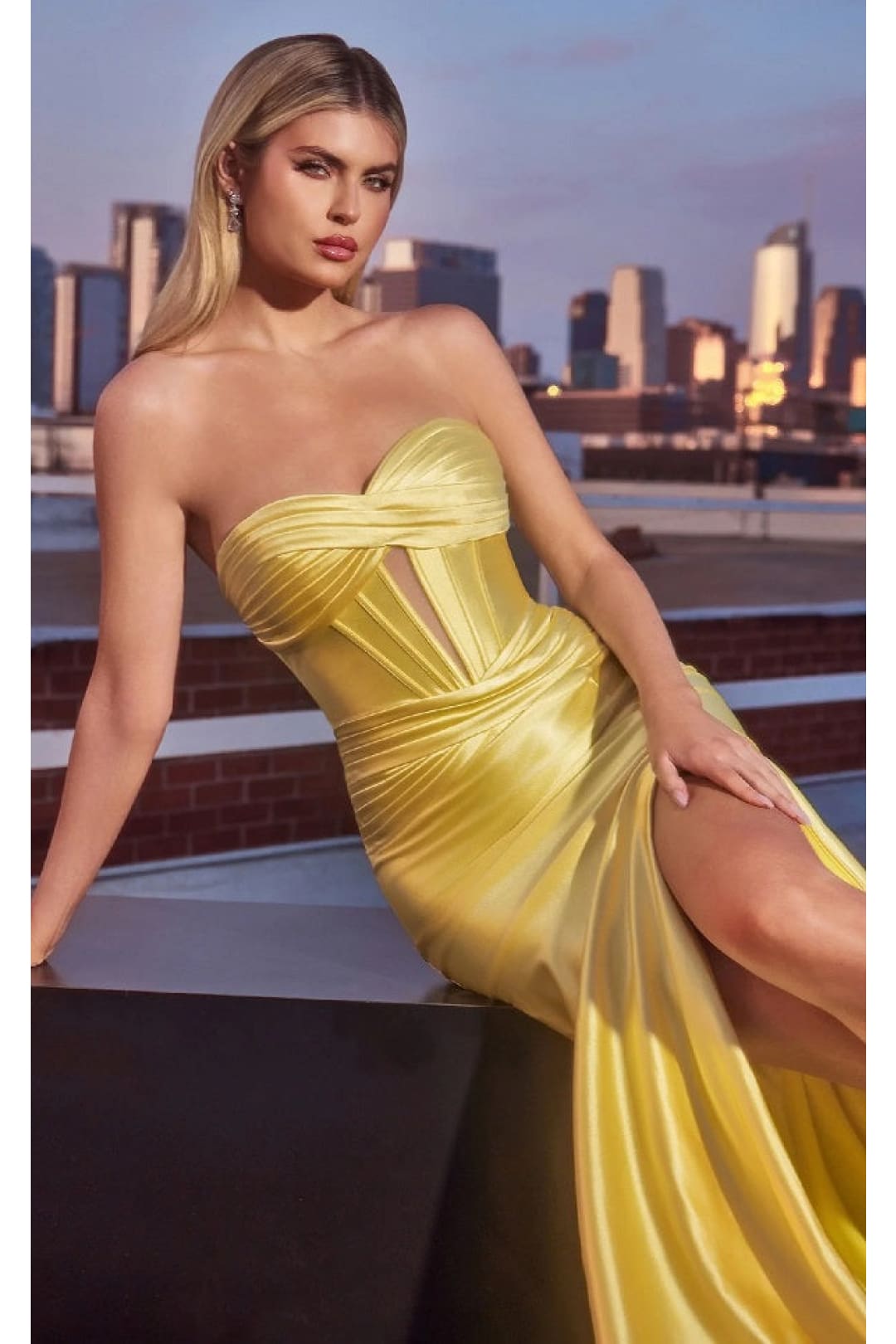 Ladivine Prom Dress Long Formal Evening Gown CD0103 - Lt Yellow / 2X - Prom