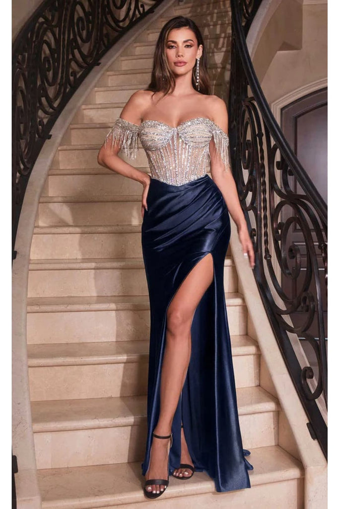 Ladivine Prom Dress Long Formal Evening Gown CD821 - Navy / 2 - Prom