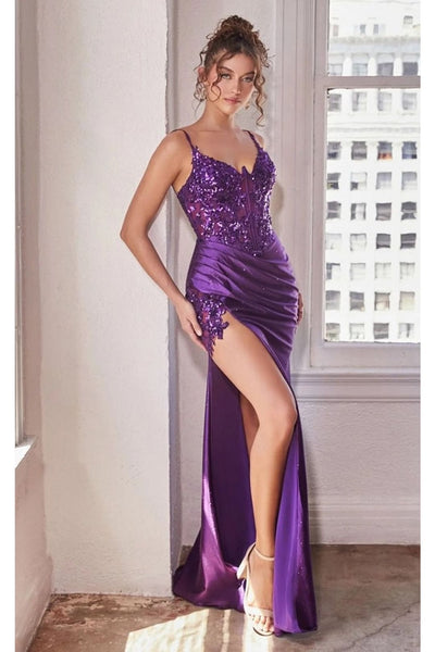 Ladivine Prom Dress Long Formal Evening Gown CDS439 - Amethyst / 2 - Dress
