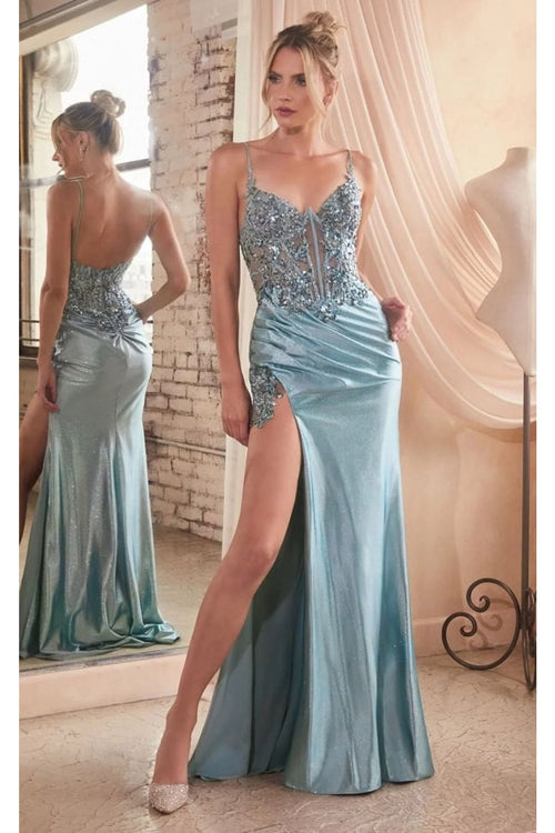 Ladivine Prom Dress Long Formal Evening Gown CDS439 - Dusty Blue / 2 - Dress