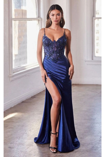 Ladivine Prom Dress Long Formal Evening Gown CDS439 - Navy / 2 - Dress