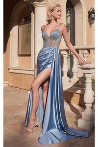 Ladivine Prom Dress Long Formal Evening Gown CDS440 - Dusty-Blue / 2 - Prom