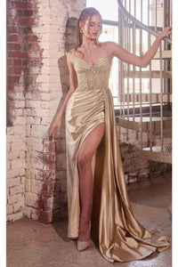 Ladivine Prom Dress Long Formal Evening Gown CDS440 - Sand / 2 - Prom