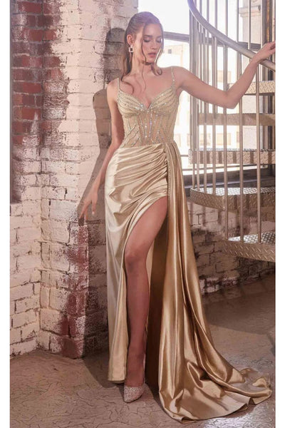 Ladivine Prom Dress Long Formal Evening Gown CDS440 - Sand / 2 - Prom