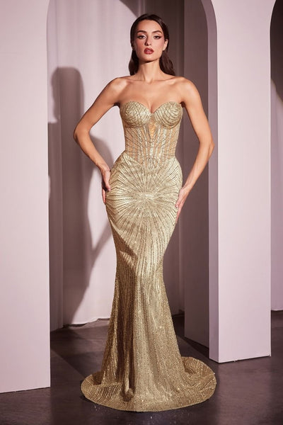 Ladivine Prom Dress Long Formal Evening Gown J871 - Gold / 2 - Prom