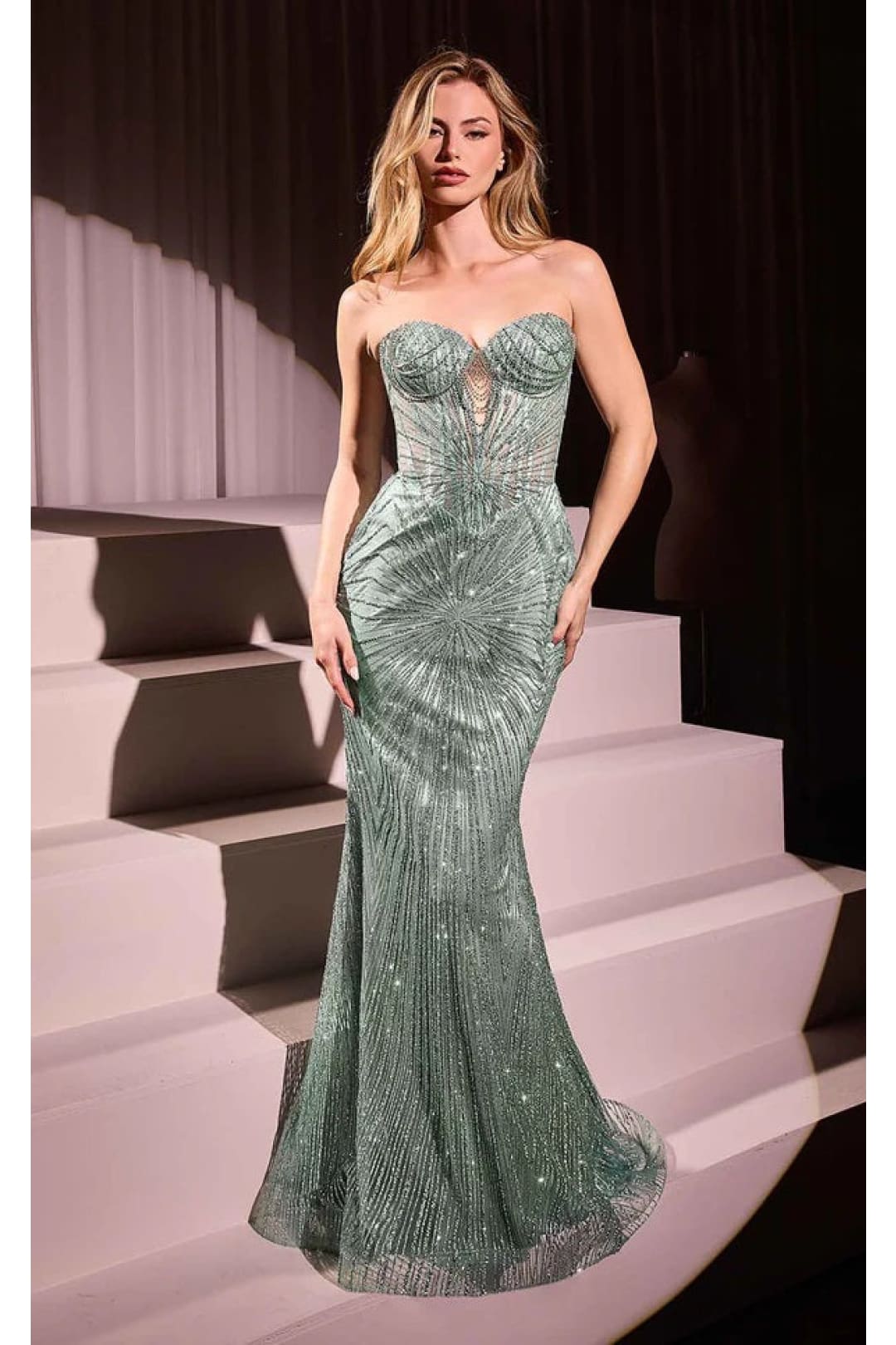 Ladivine Prom Dress Long Formal Evening Gown J871 - Sage / 2 - Prom